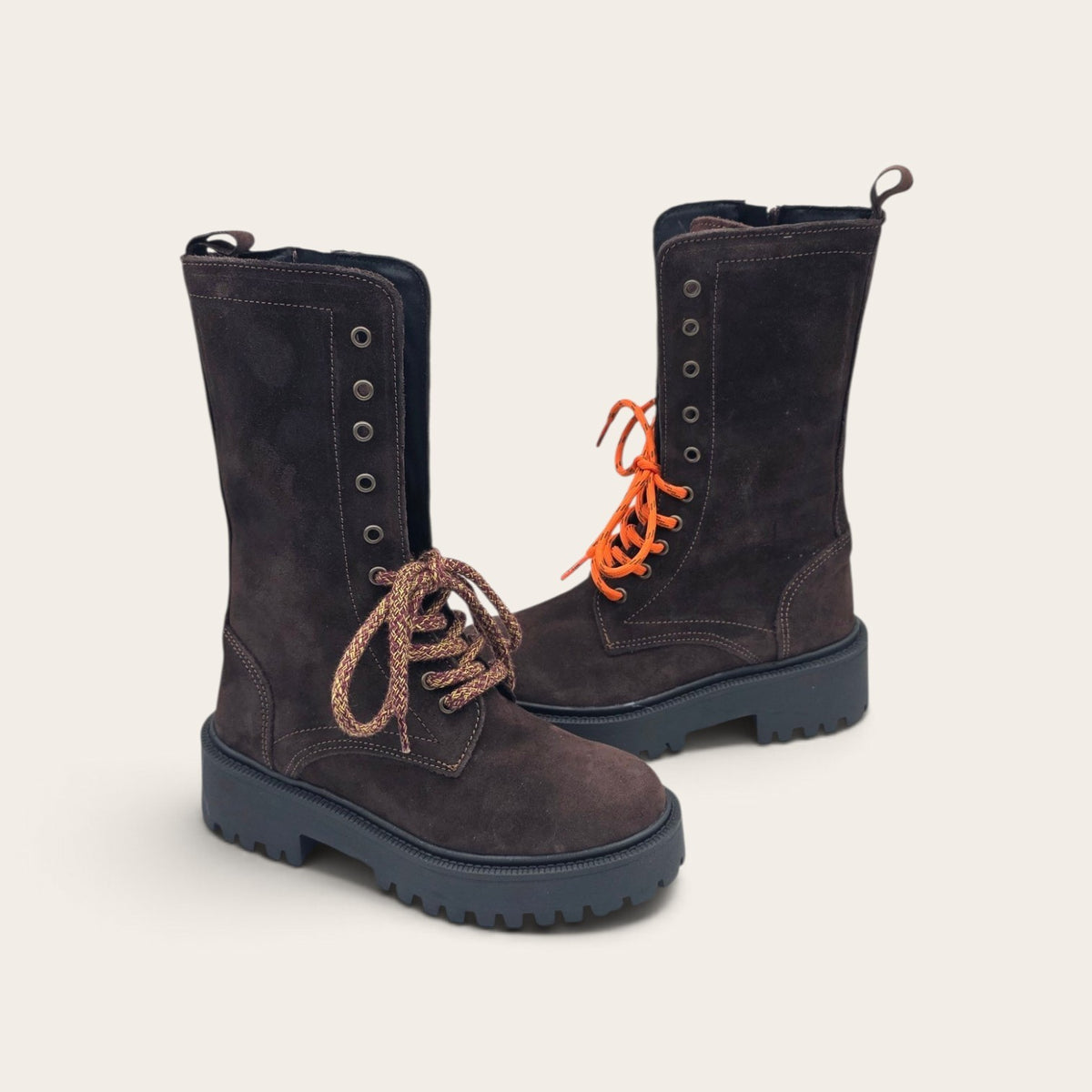 STIVALETTO PARTENOPE IN VERA PELLE CAMOSCIO MARRONE SCURO
