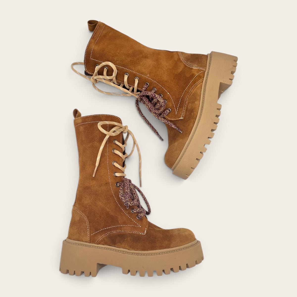 STIVALETTO PARTENOPE IN VERA PELLE CAMOSCIO CUOIO