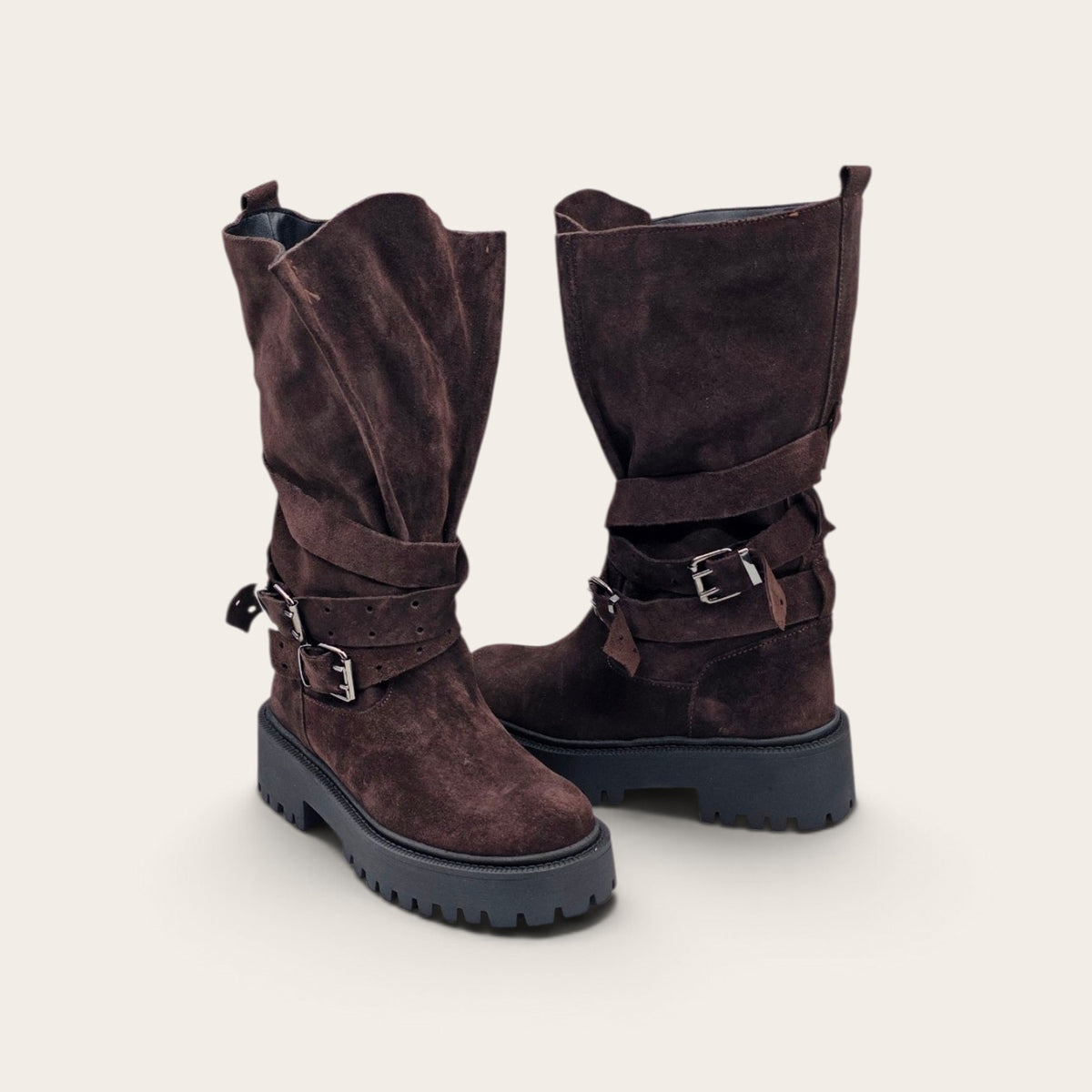 STIVALE ICON IN VERA PELLE CAMOSCIO MARRONE SCURO
