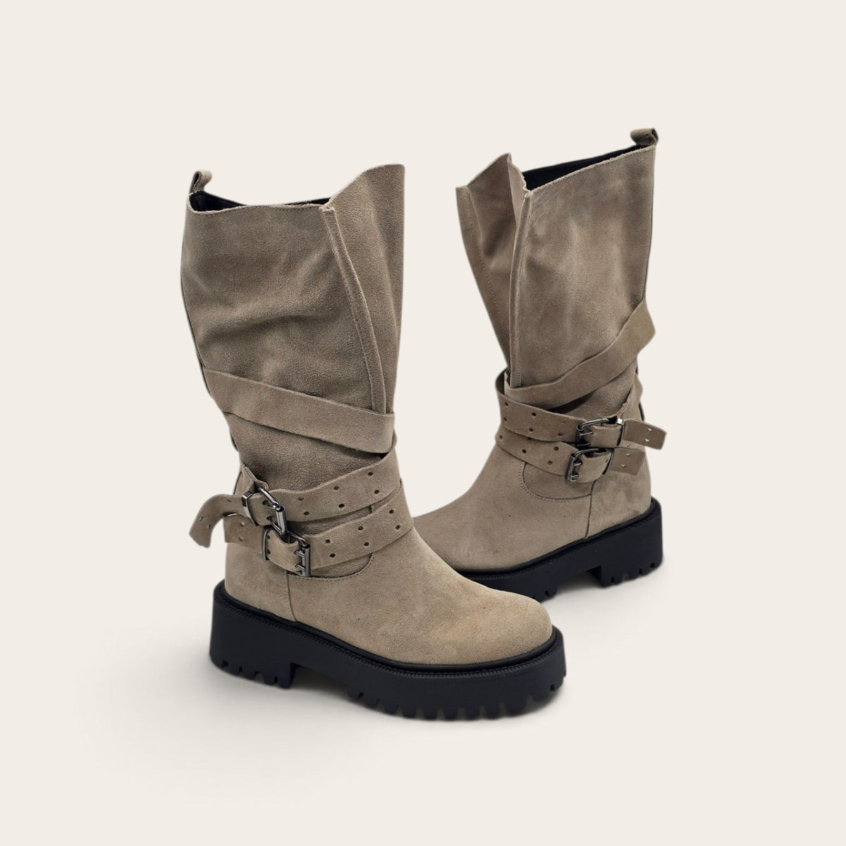 STIVALE ICON IN VERA PELLE CAMOSCIO TORTORA