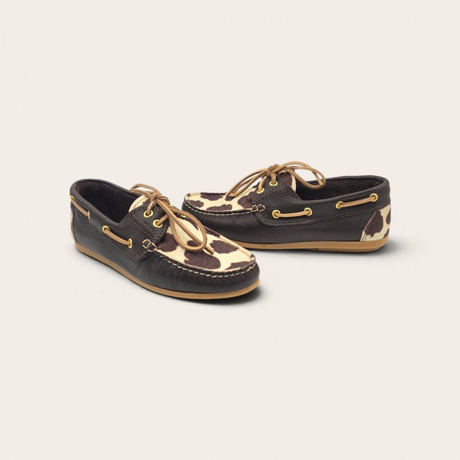 MOCASSINO BARCA DA DONNA IN VERA PELLE  T.MORO + ECO MUCCA