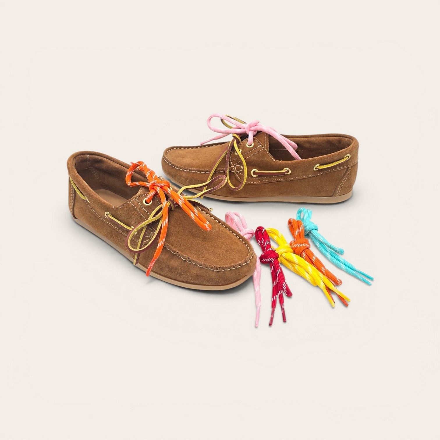 MOCASSINO BARCA DA DONNA IN VERA PELLE CAMOSCIO CUOIO