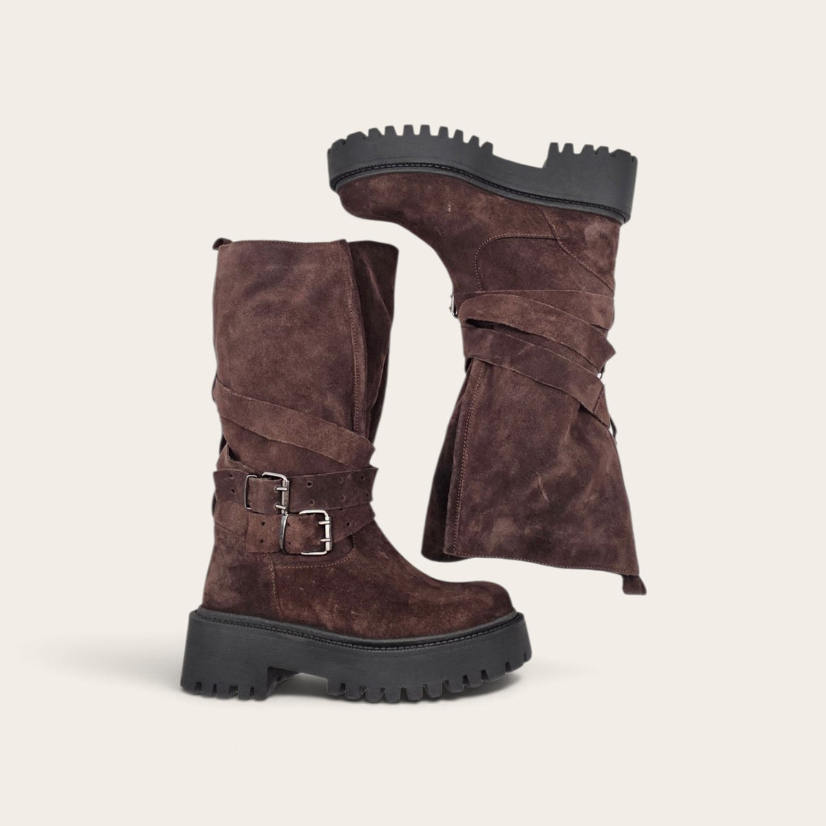STIVALE ICON IN VERA PELLE CAMOSCIO MARRONE SCURO