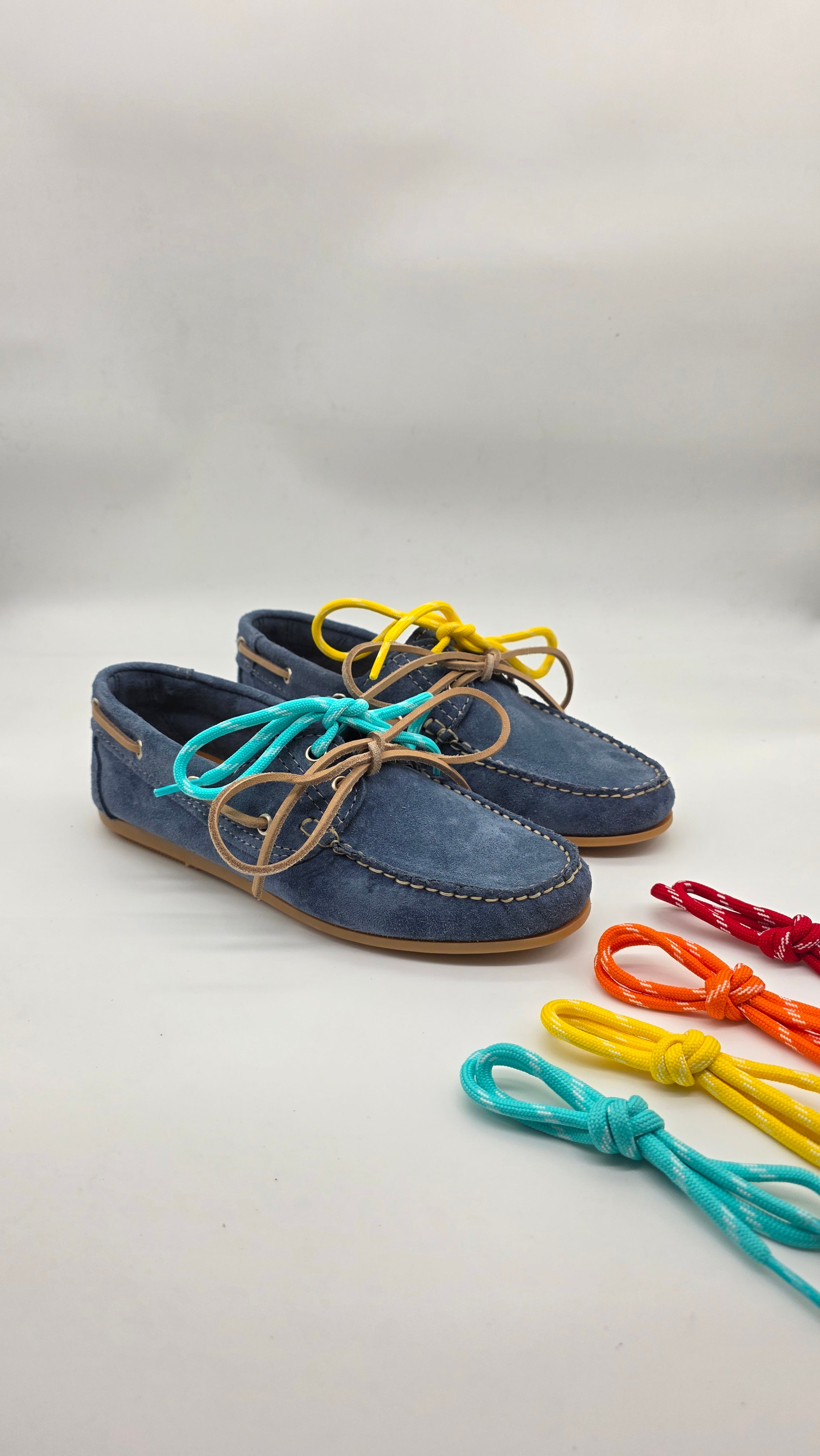 MOCASSINO BARCA DA DONNA IN VERA PELLE CAMOSCIO JEANS