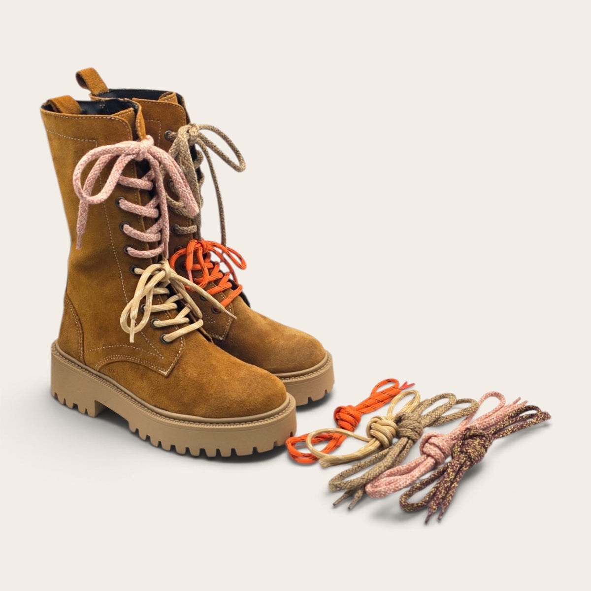 STIVALETTO PARTENOPE IN VERA PELLE CAMOSCIO CUOIO