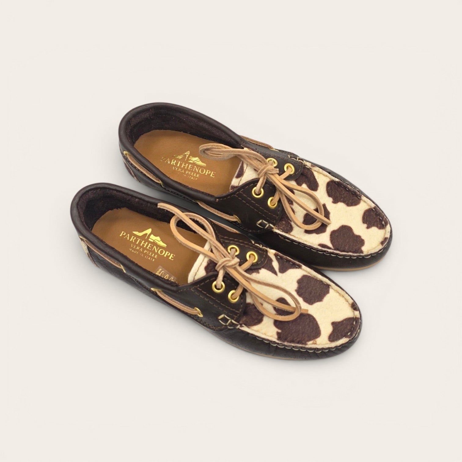 MOCASSINO BARCA DA DONNA IN VERA PELLE  T.MORO + ECO MUCCA