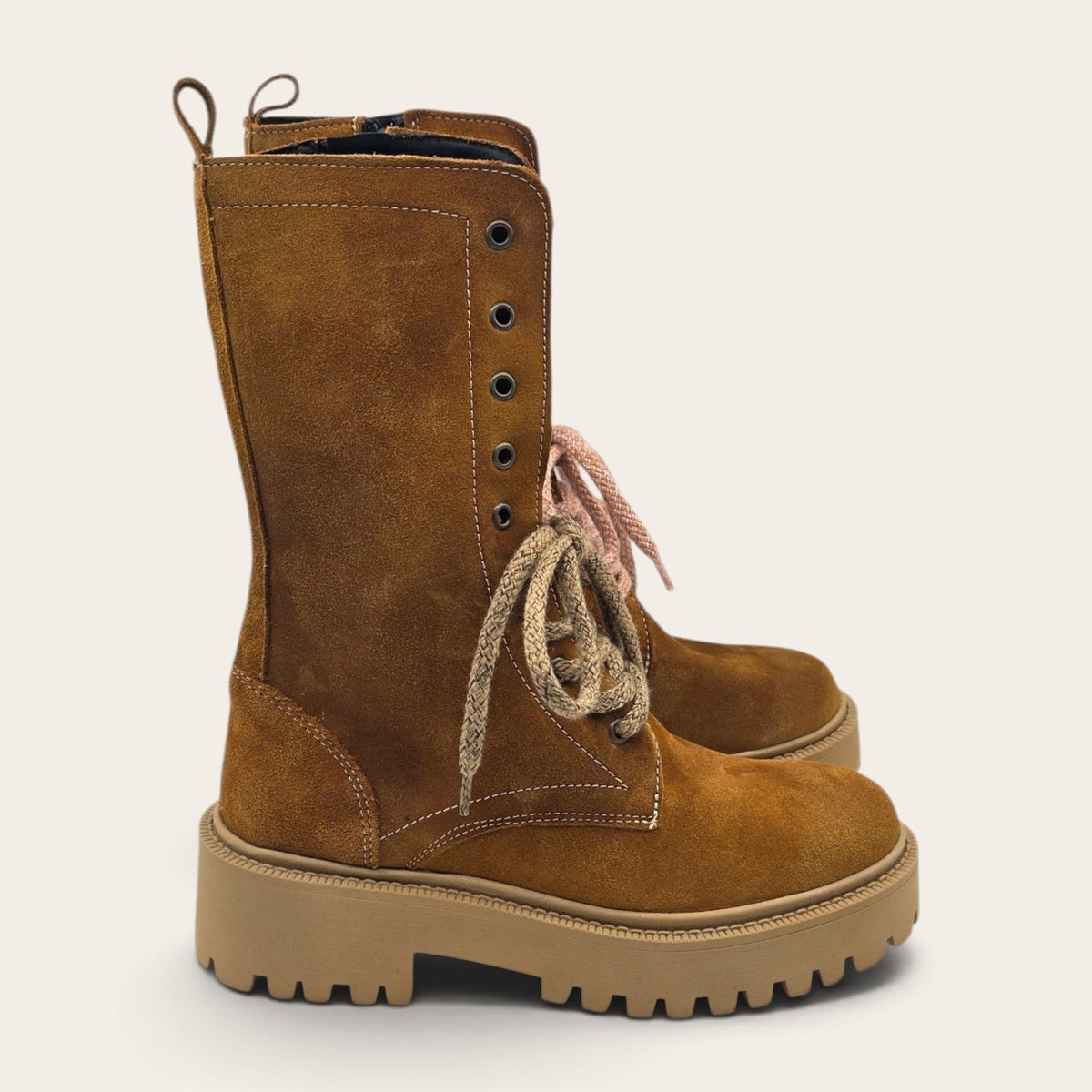 STIVALETTO PARTENOPE IN VERA PELLE CAMOSCIO CUOIO