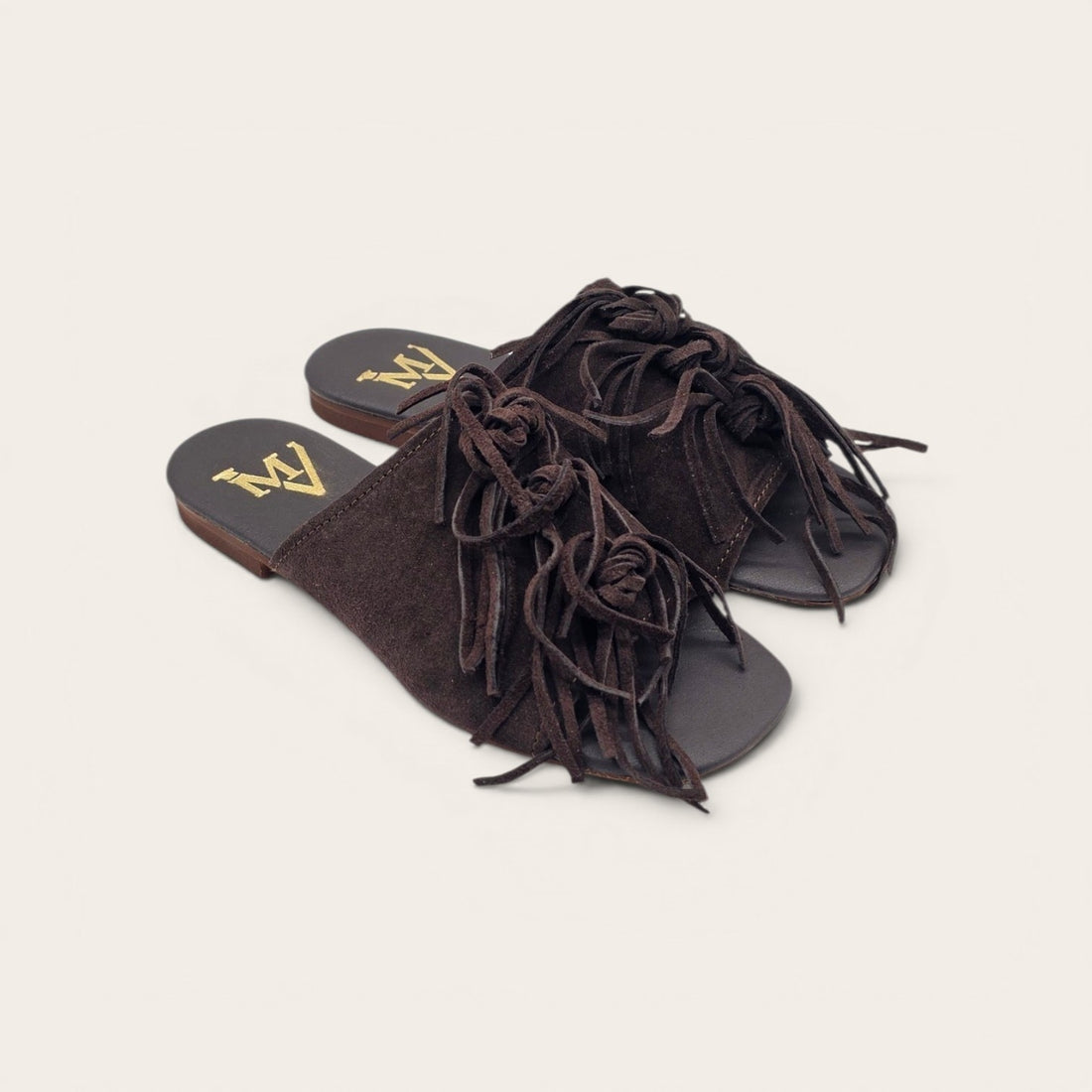 SANDALO CHIC IN VERA PELLE CAMOSCIO MARRONE SCURO