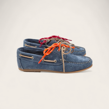 MOCASSINO BARCA DA DONNA IN VERA PELLE CAMOSCIO JEANS