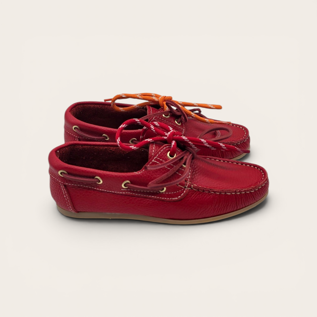 MOCASSINO DA DONNA IN VERA PELLE BOTTOLATA ROSSO