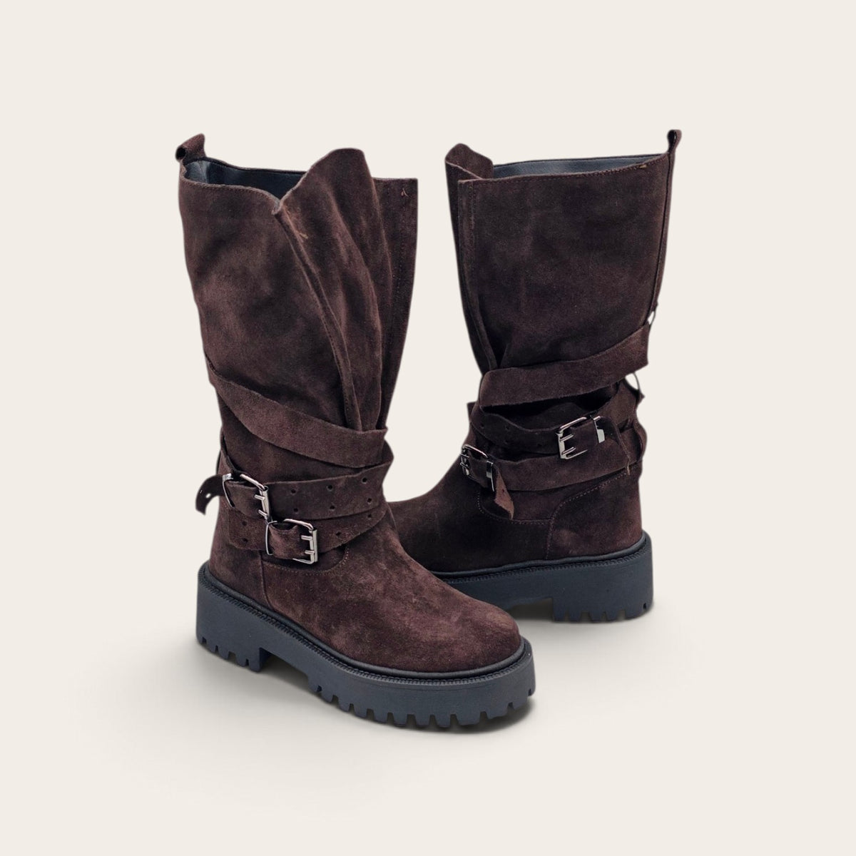 STIVALE ICON IN VERA PELLE CAMOSCIO MARRONE SCURO