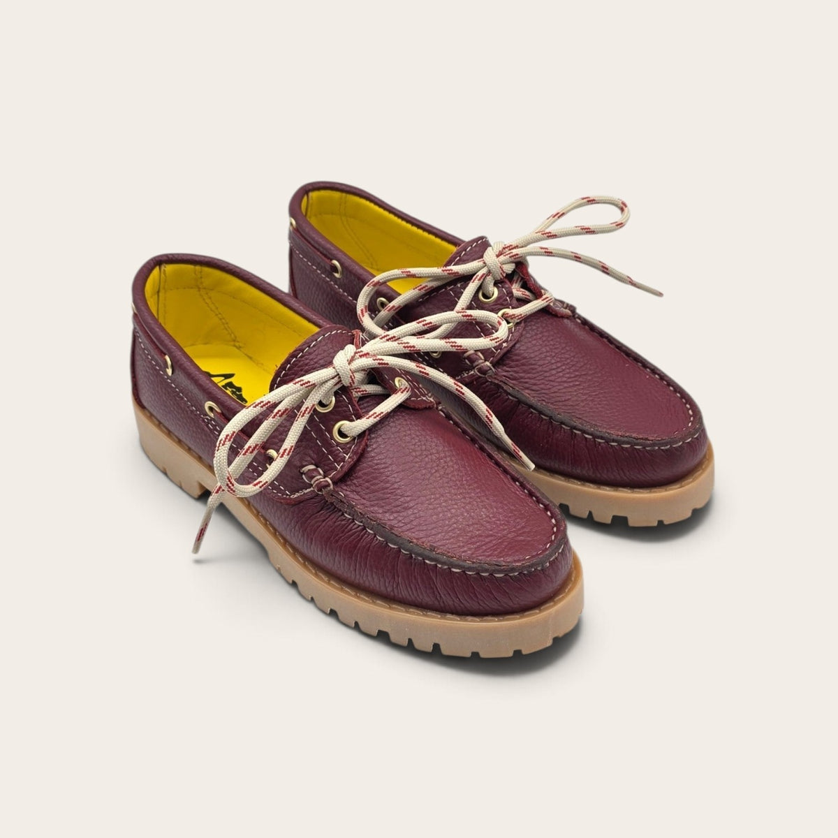 BARCA DA DONNA FONDO ROCCIA IN VERA PELLE BOTTOLATA BORDEAUX