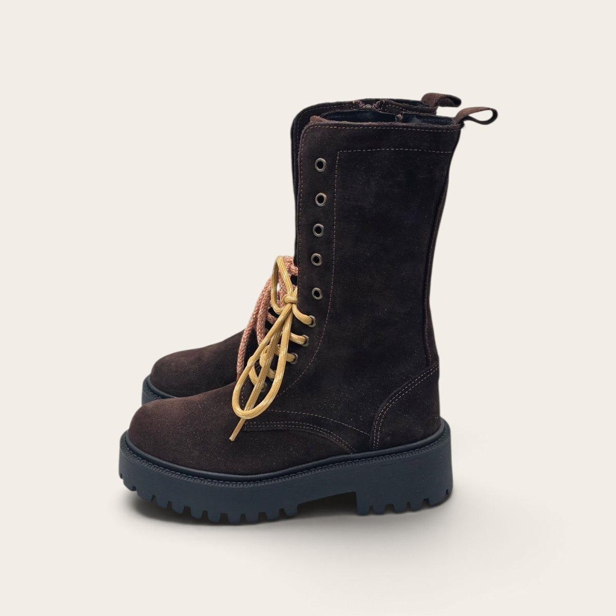STIVALETTO PARTENOPE IN VERA PELLE CAMOSCIO MARRONE SCURO