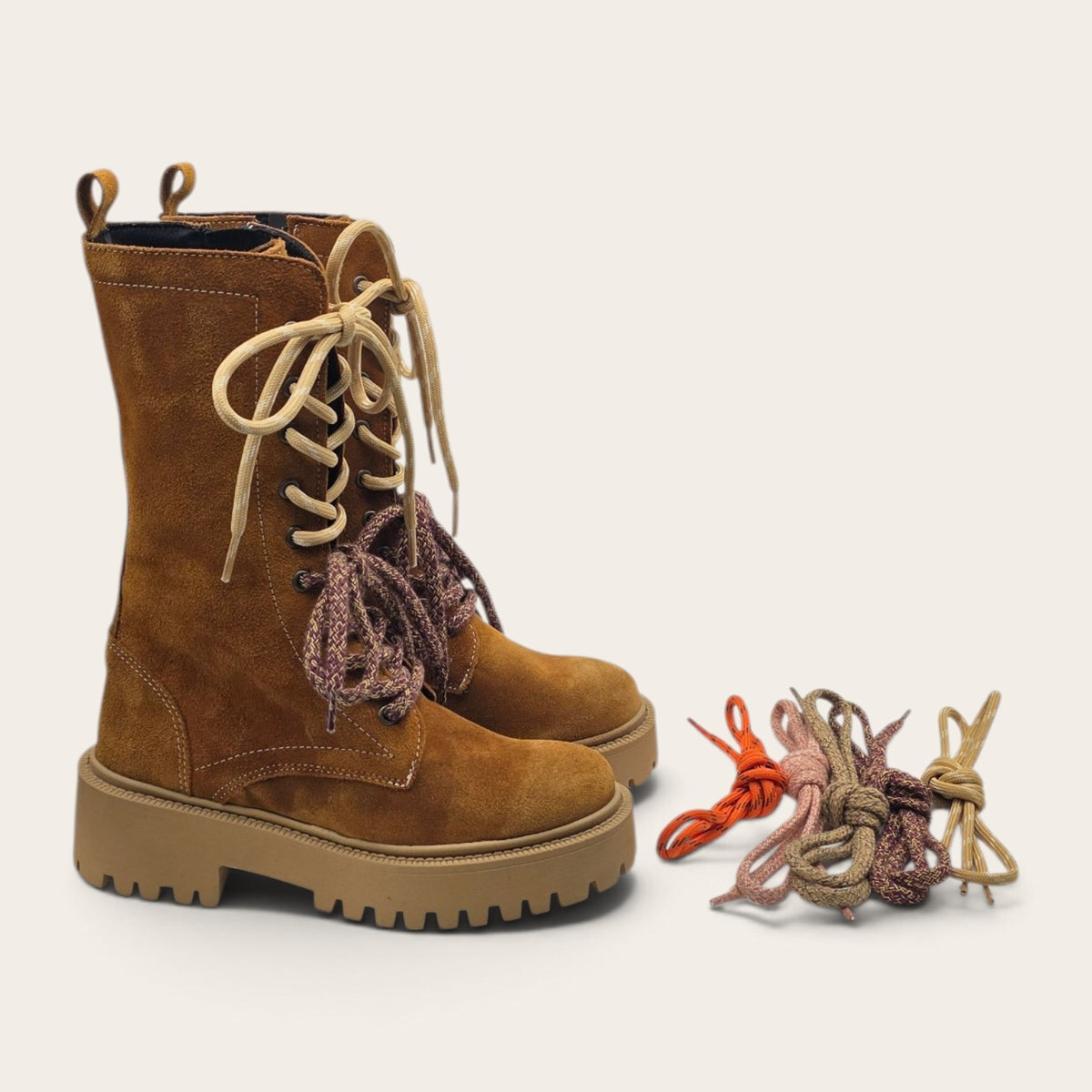 STIVALETTO PARTENOPE IN VERA PELLE CAMOSCIO CUOIO