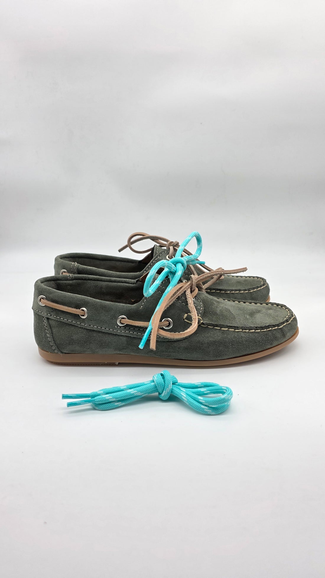 MOCASSINO BARCA DA DONNA IN VERA PELLE CAMOSCIO VERDE